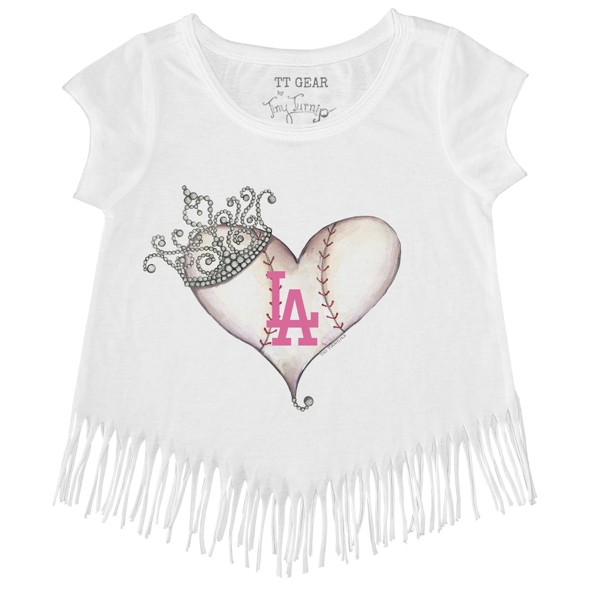 Los Angeles Dodgers Tiara Heart Fringe Tee