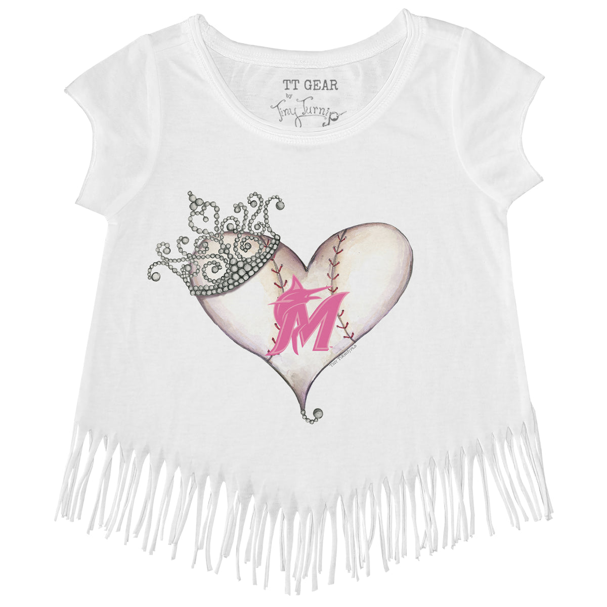 Miami Marlins Tiara Heart Fringe Tee
