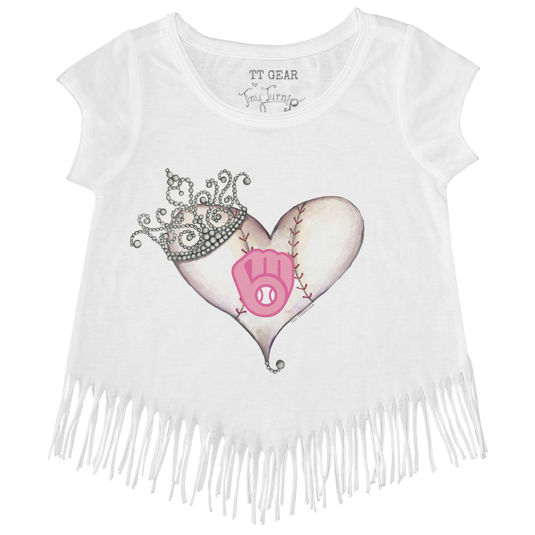 Milwaukee Brewers Tiara Heart Fringe Tee