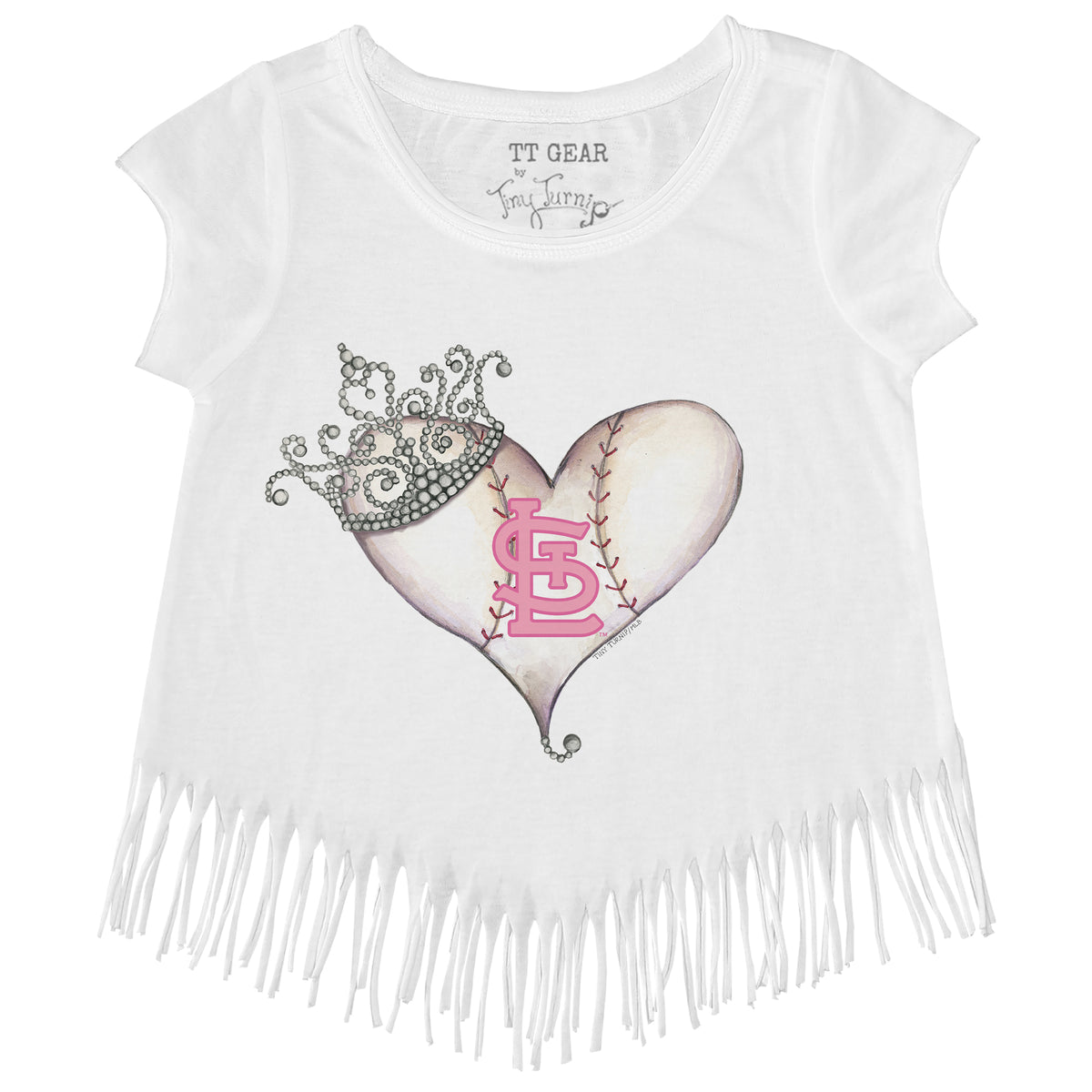 St. Louis Cardinals Tiara Heart Fringe Tee