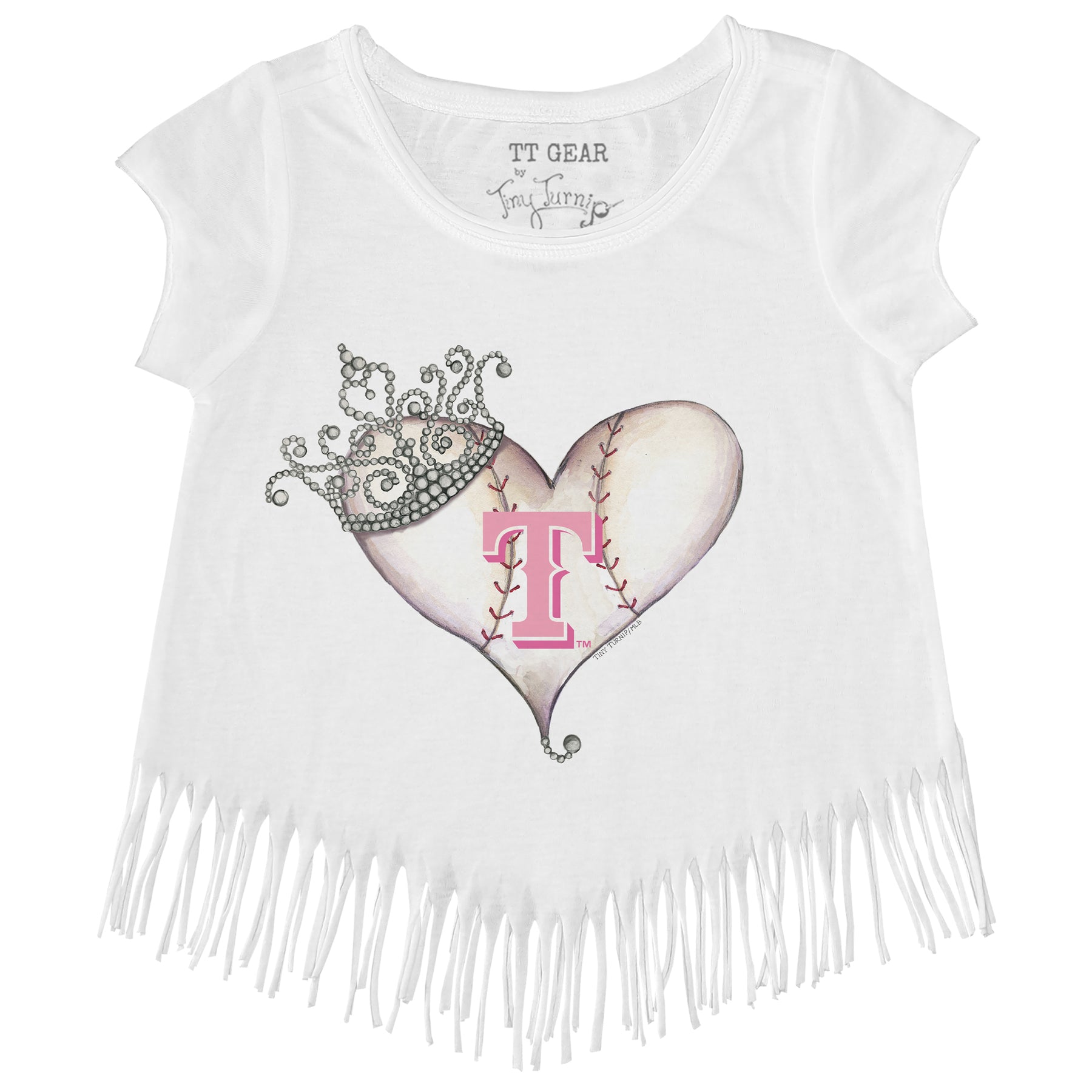 Texas Rangers Tiara Heart Fringe Tee