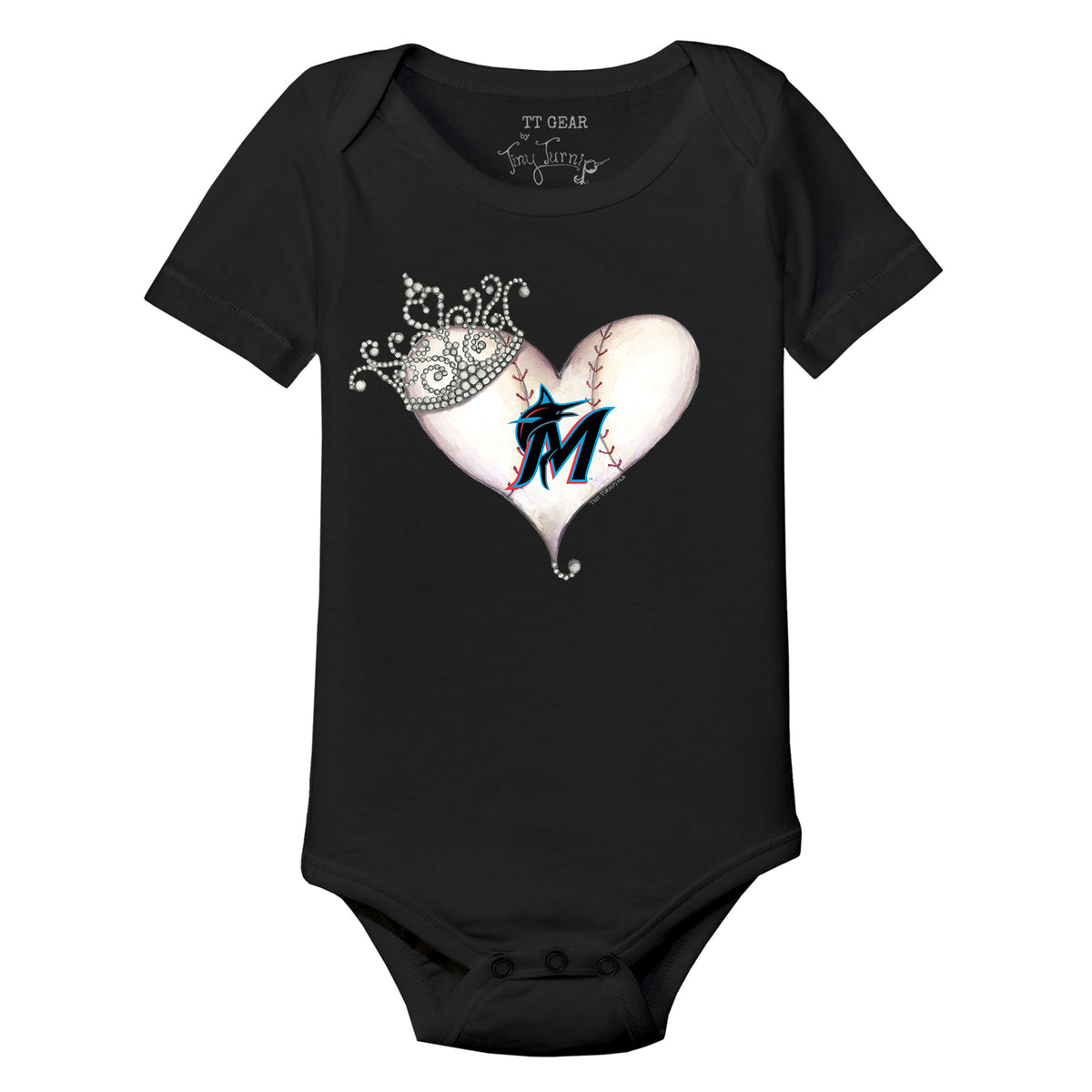 Miami Marlins Tiara Heart Short Sleeve Snapper