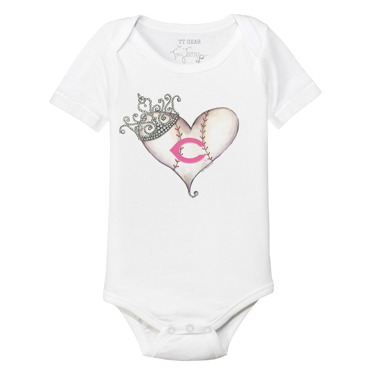 Cincinnati Reds Tiara Heart Short Sleeve Snapper