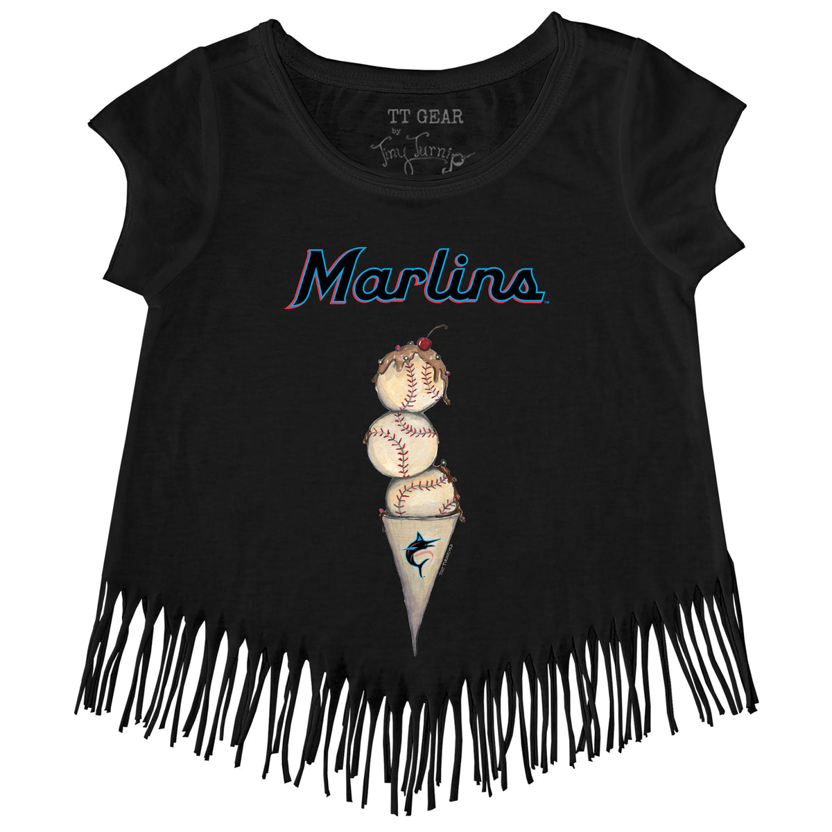 Miami Marlins Triple Scoop Fringe Tee