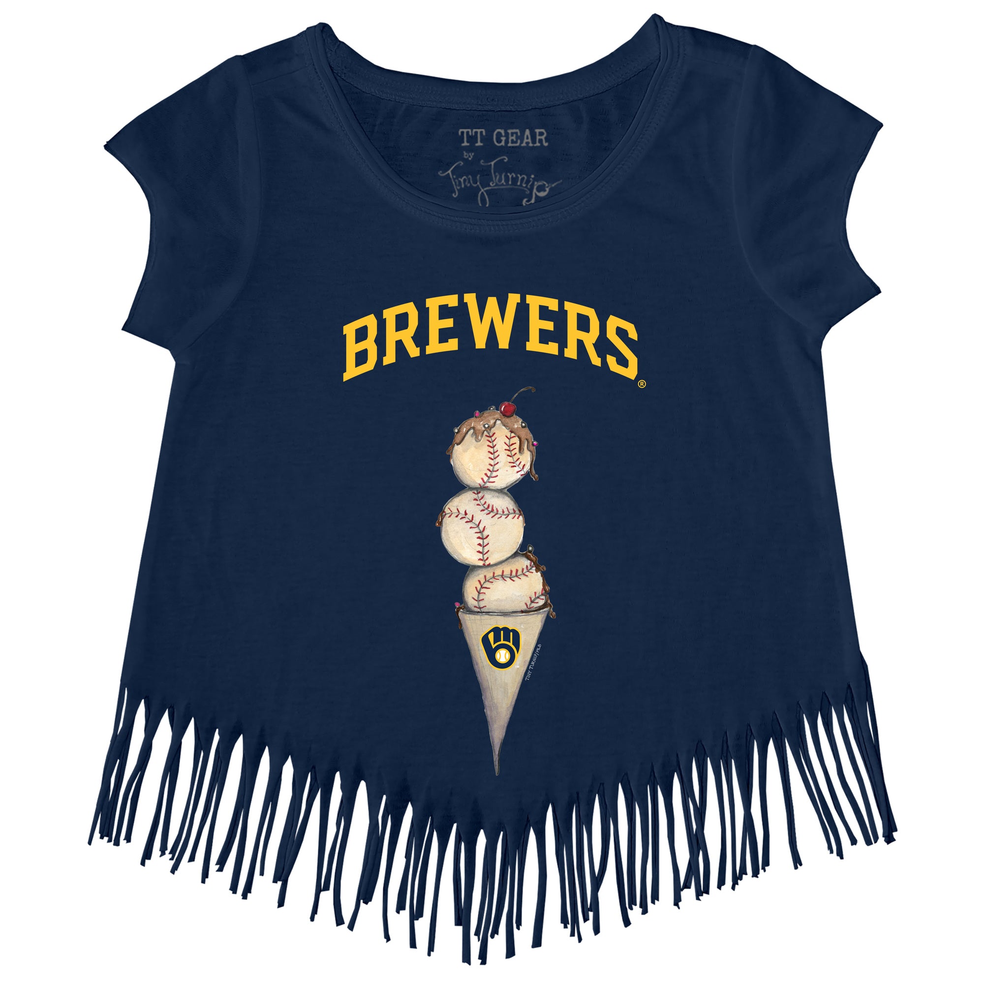 Milwaukee Brewers Tiny Turnip Infant Stacked Raglan 3/4 Sleeve T-Shirt -  White/Black