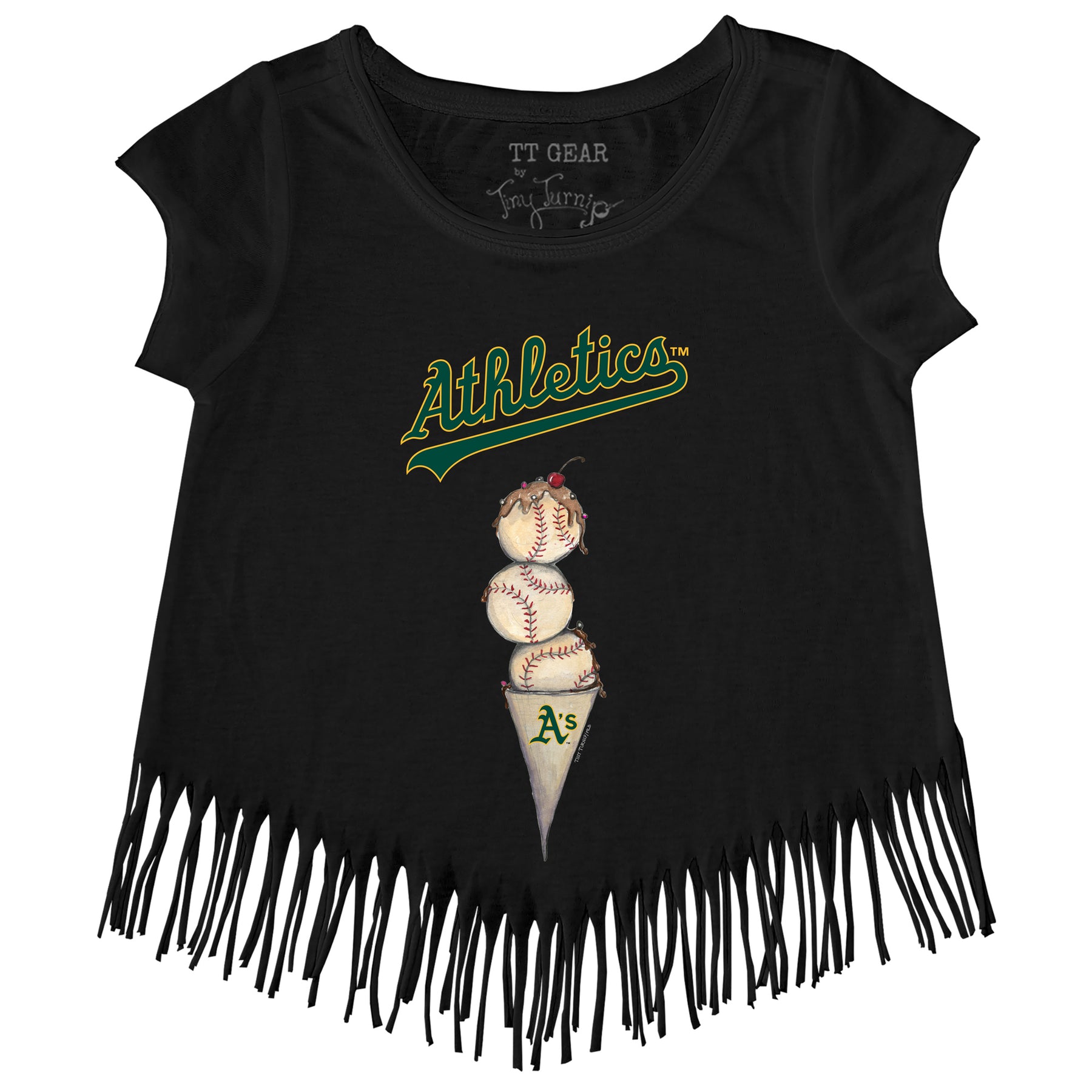 Oakland Athletics Triple Scoop Fringe Tee