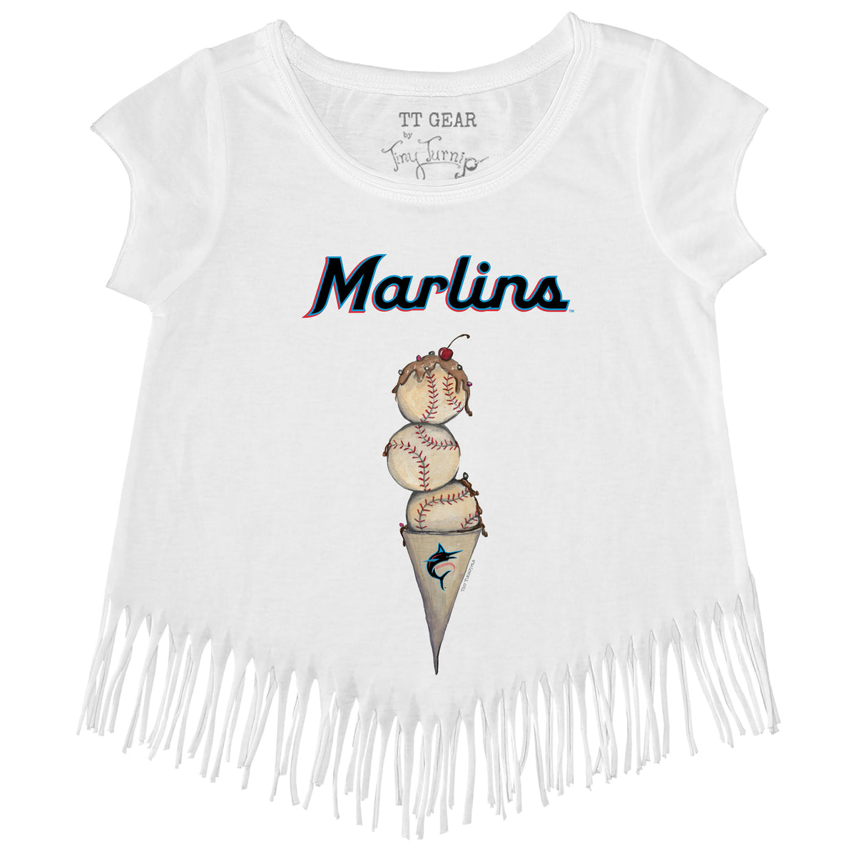 Miami Marlins Triple Scoop Fringe Tee