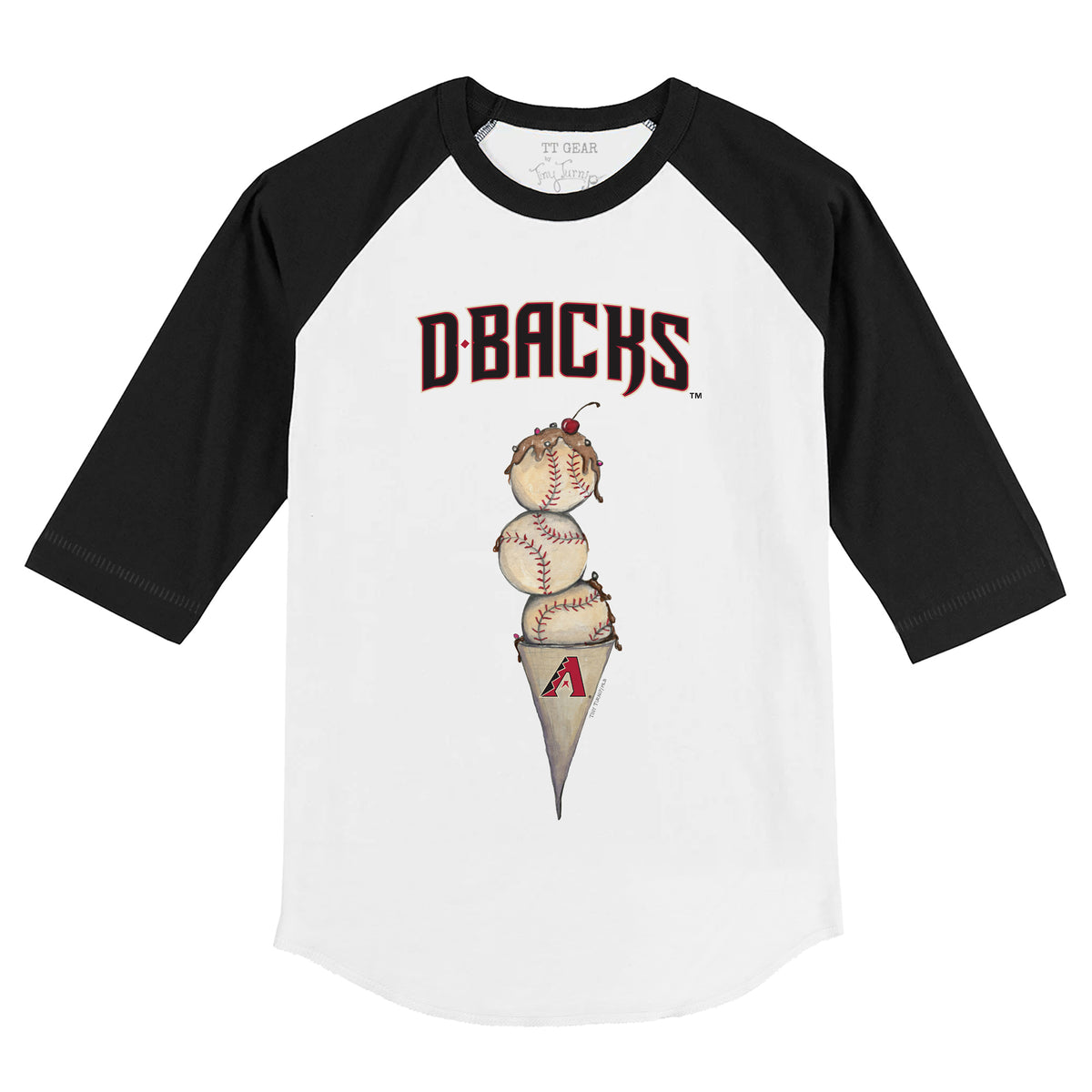 Arizona Diamondbacks Triple Scoop 3/4 Black Sleeve Raglan