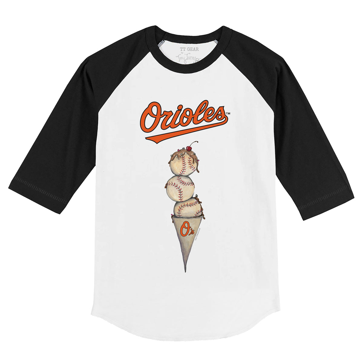 Baltimore Orioles Triple Scoop 3/4 Black Sleeve Raglan