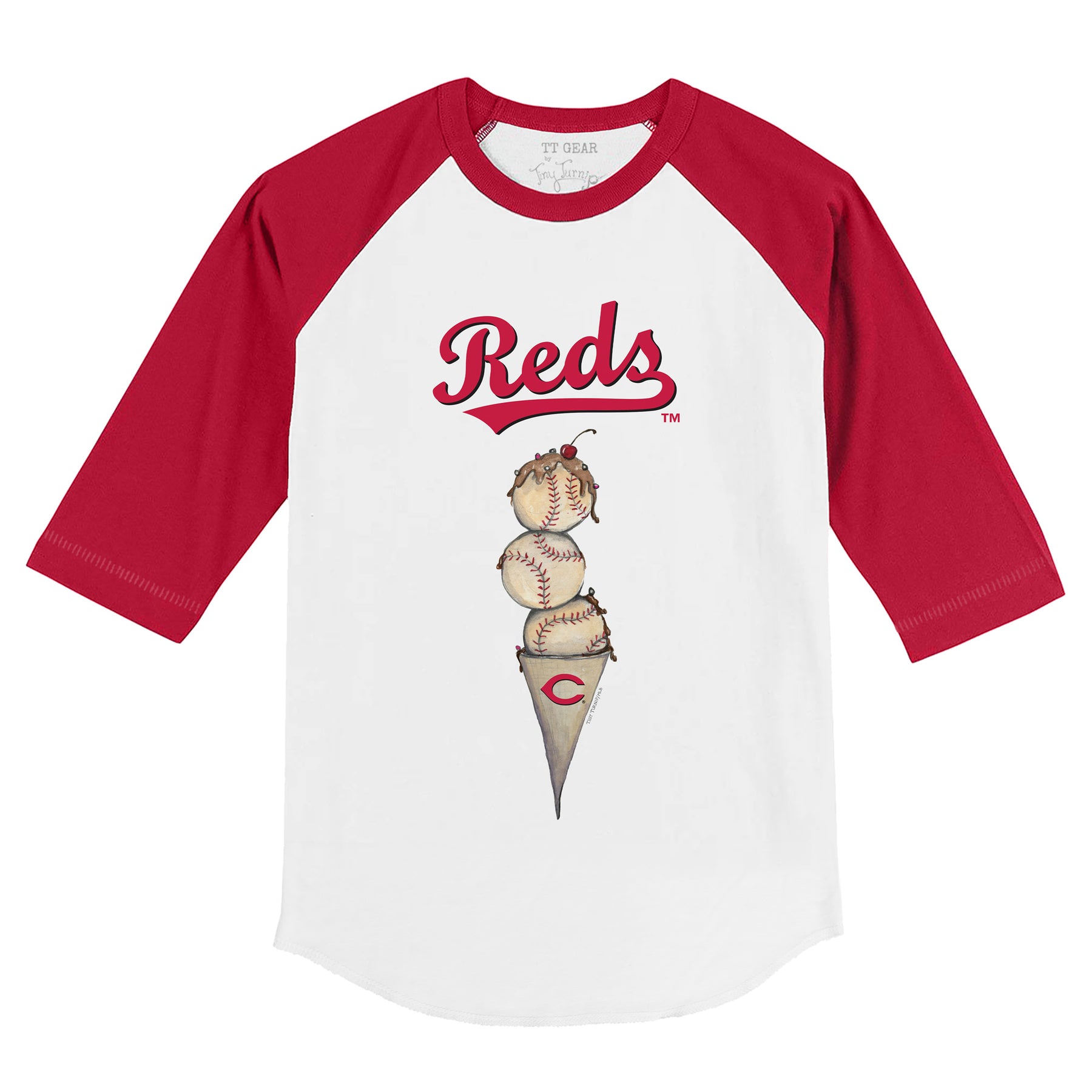 Cincinnati Reds Triple Scoop 3/4 Red Sleeve Raglan