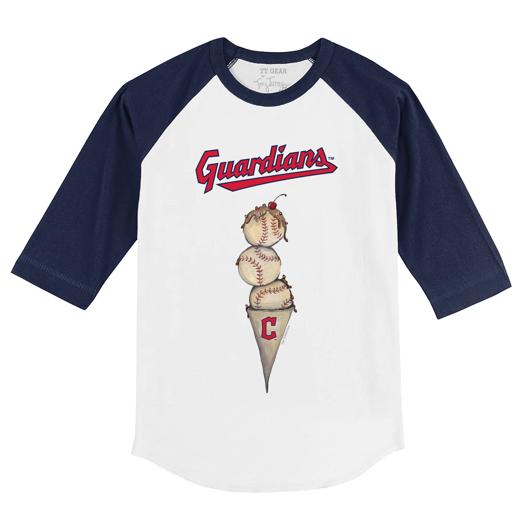 Cleveland Guardians Triple Scoop 3/4 Navy Blue Sleeve Raglan