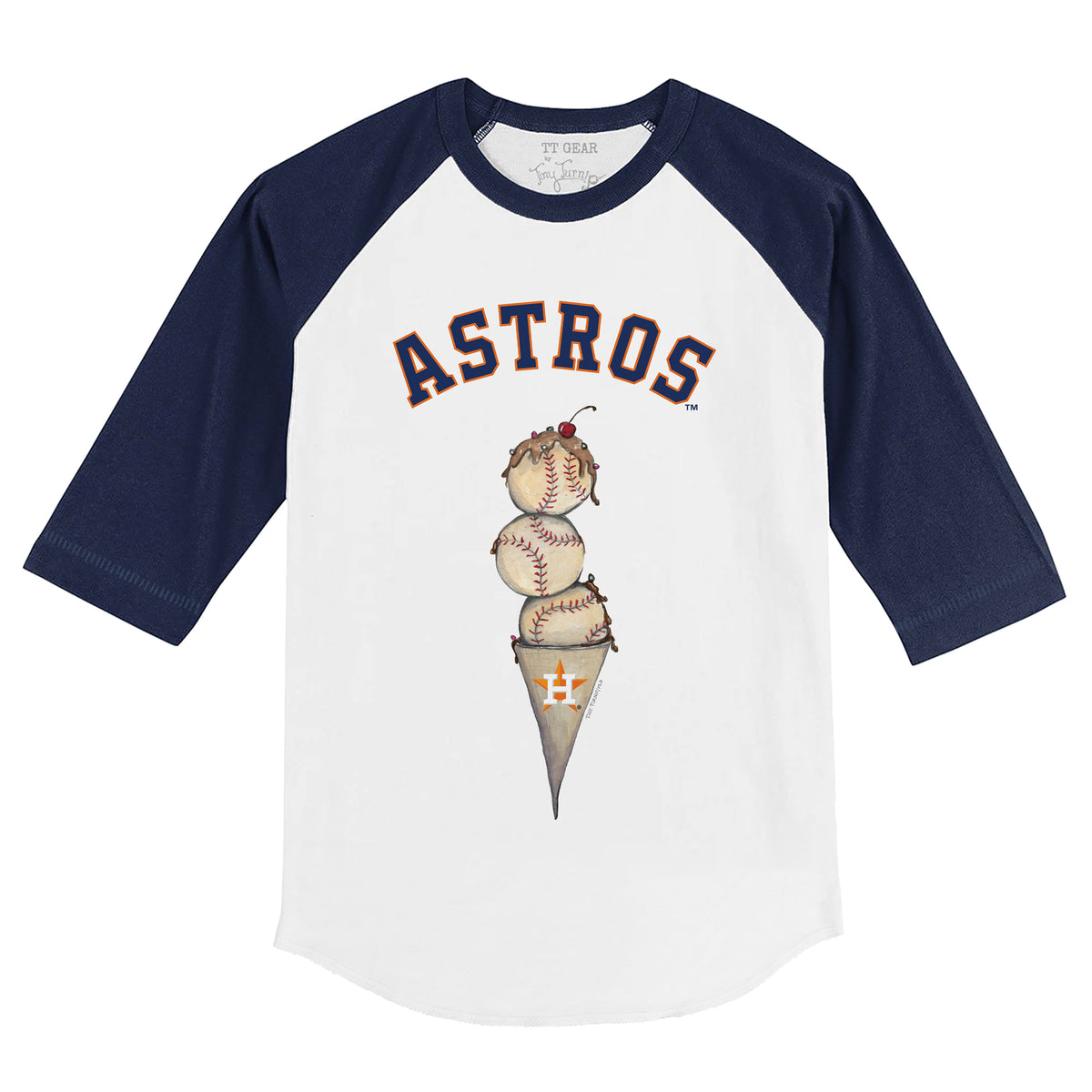 Houston Astros Triple Scoop 3/4 Navy Blue Sleeve Raglan