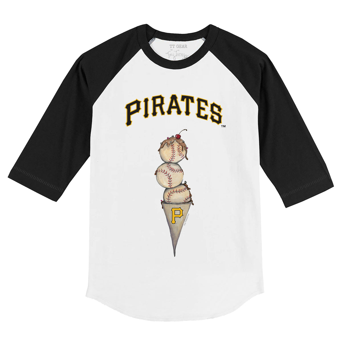 Pittsburgh Pirates Triple Scoop 3/4 Black Sleeve Raglan
