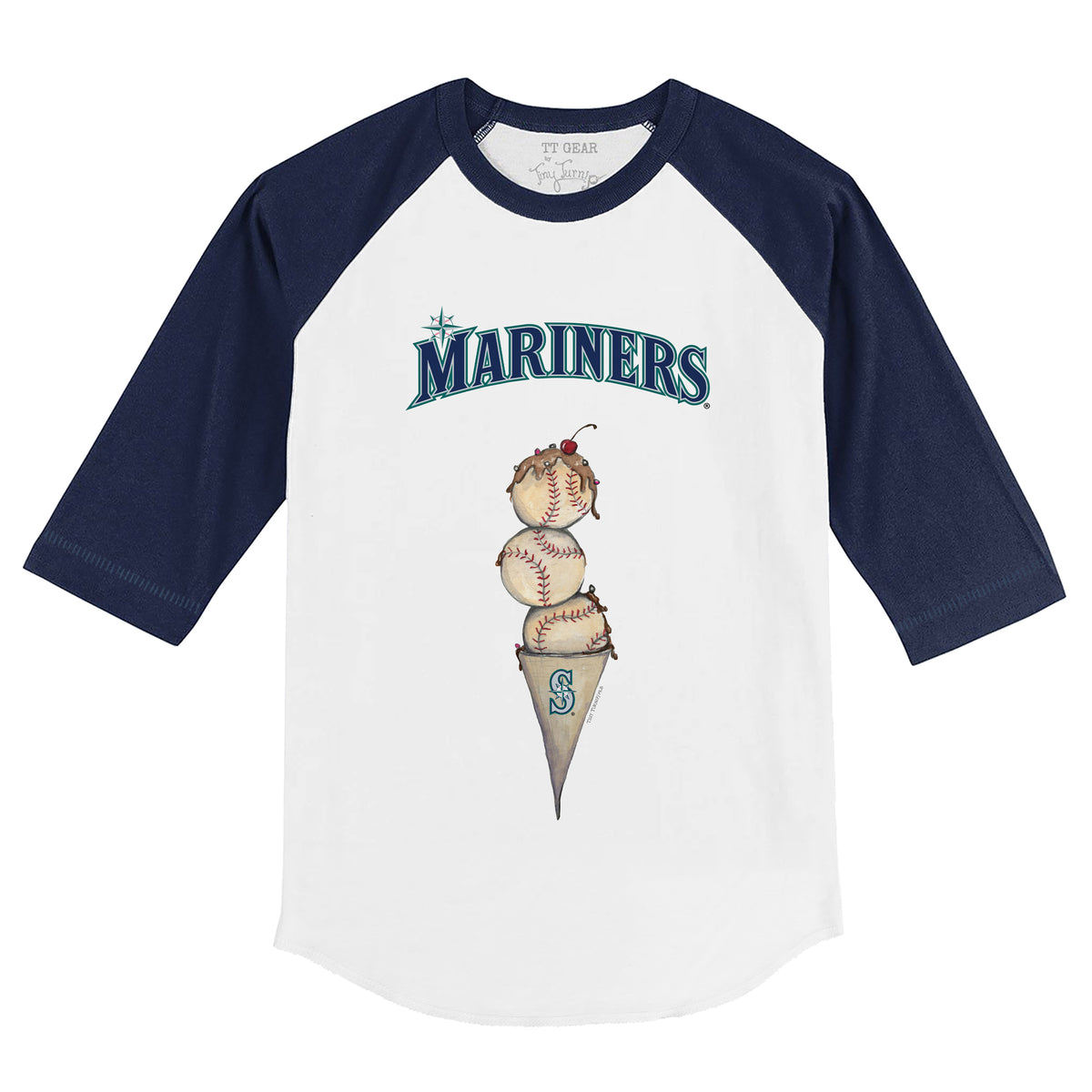 Seattle Mariners Triple Scoop 3/4 Navy Blue Sleeve Raglan