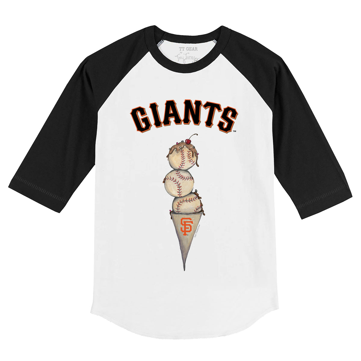 San Francisco Giants Triple Scoop 3/4 Black Sleeve Raglan