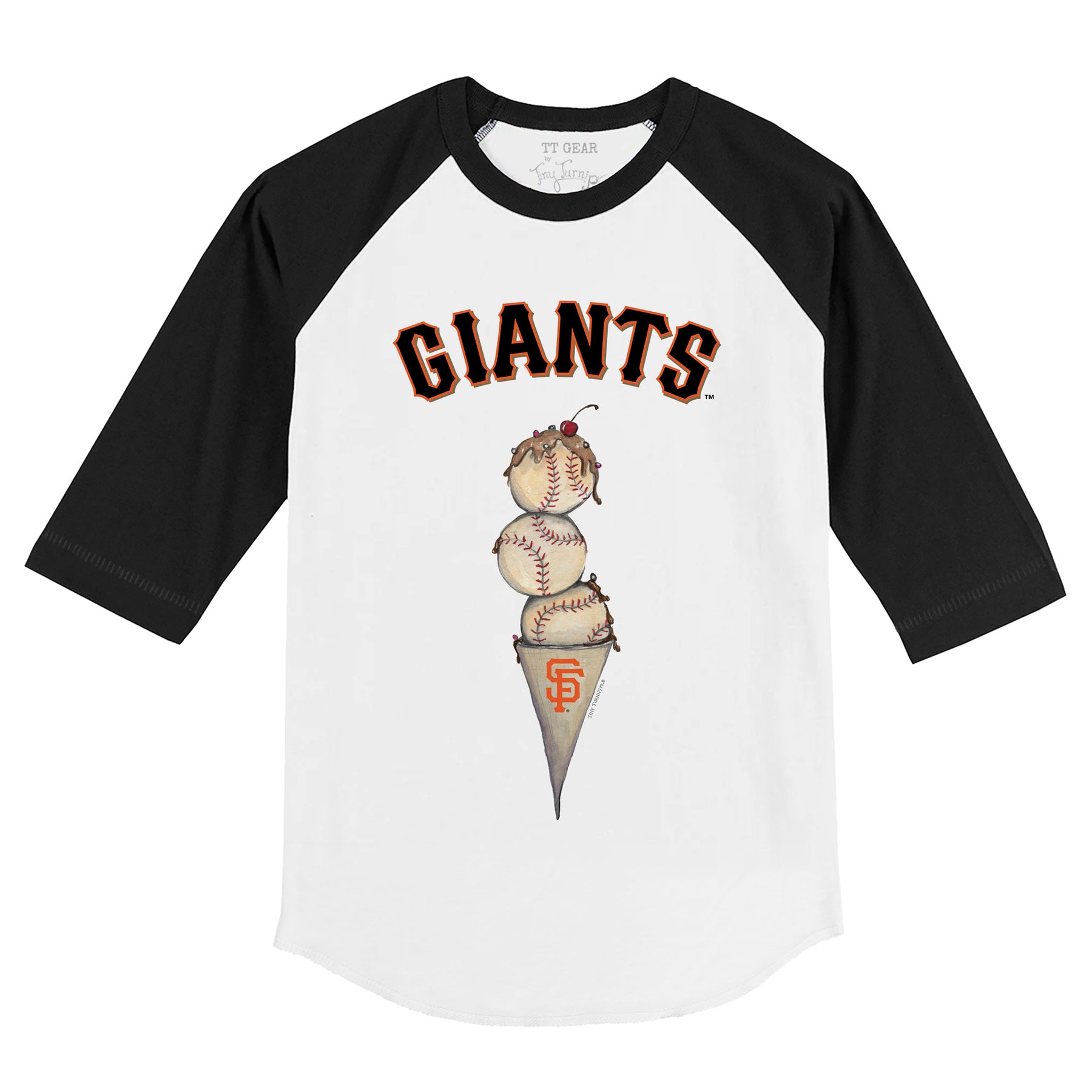 San Francisco Giants Triple Scoop 3/4 Black Sleeve Raglan