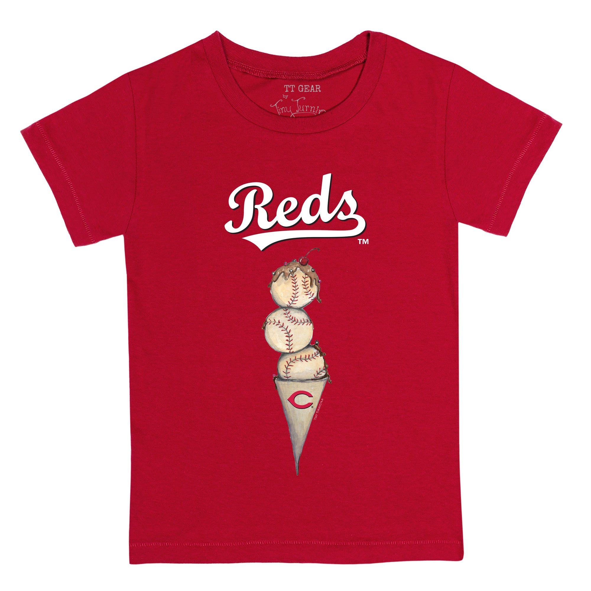 Lids Cincinnati Reds Tiny Turnip Toddler Triple Scoop T-Shirt - White