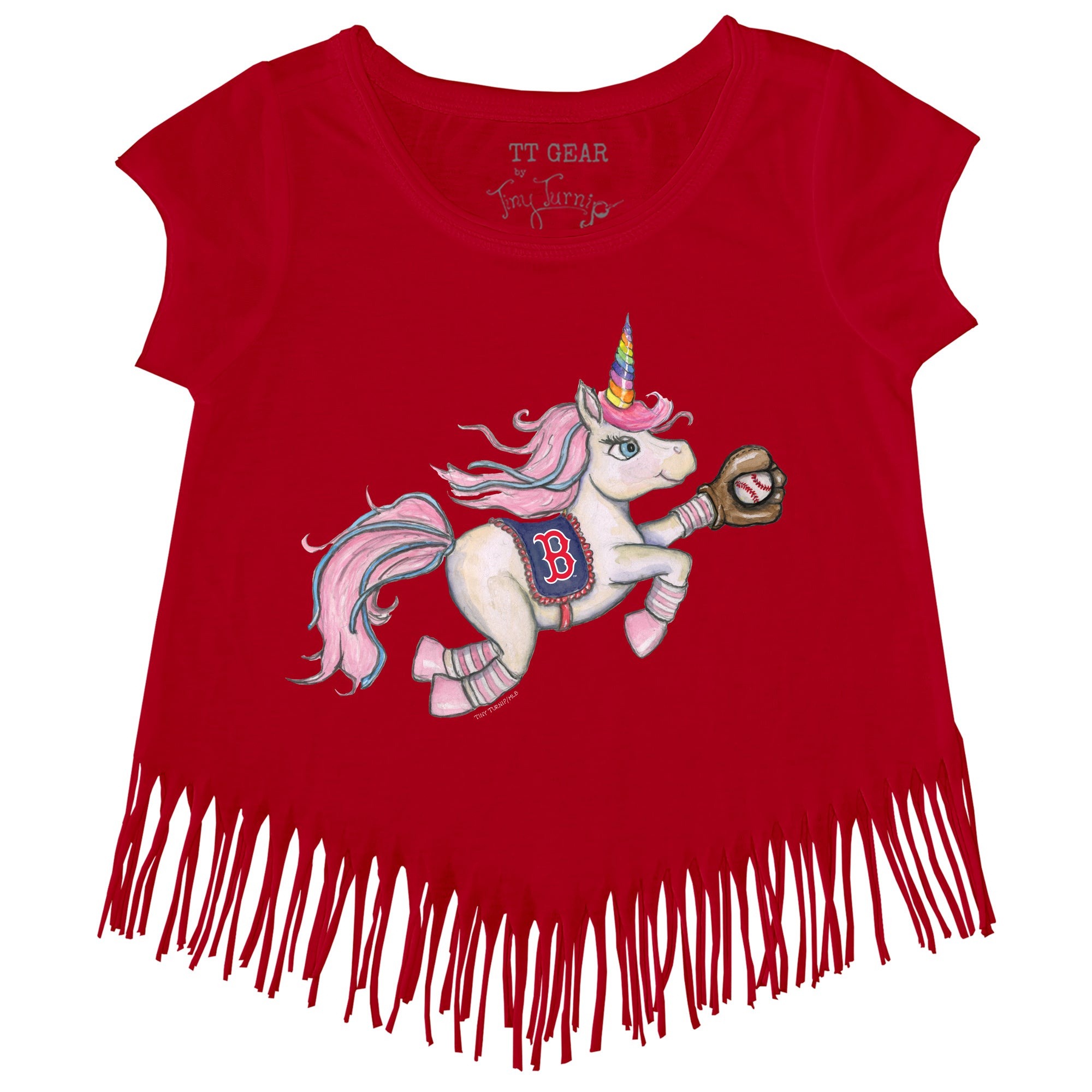 Boston Red Sox Tiny Turnip Women's Unicorn 3/4-Sleeve Raglan T