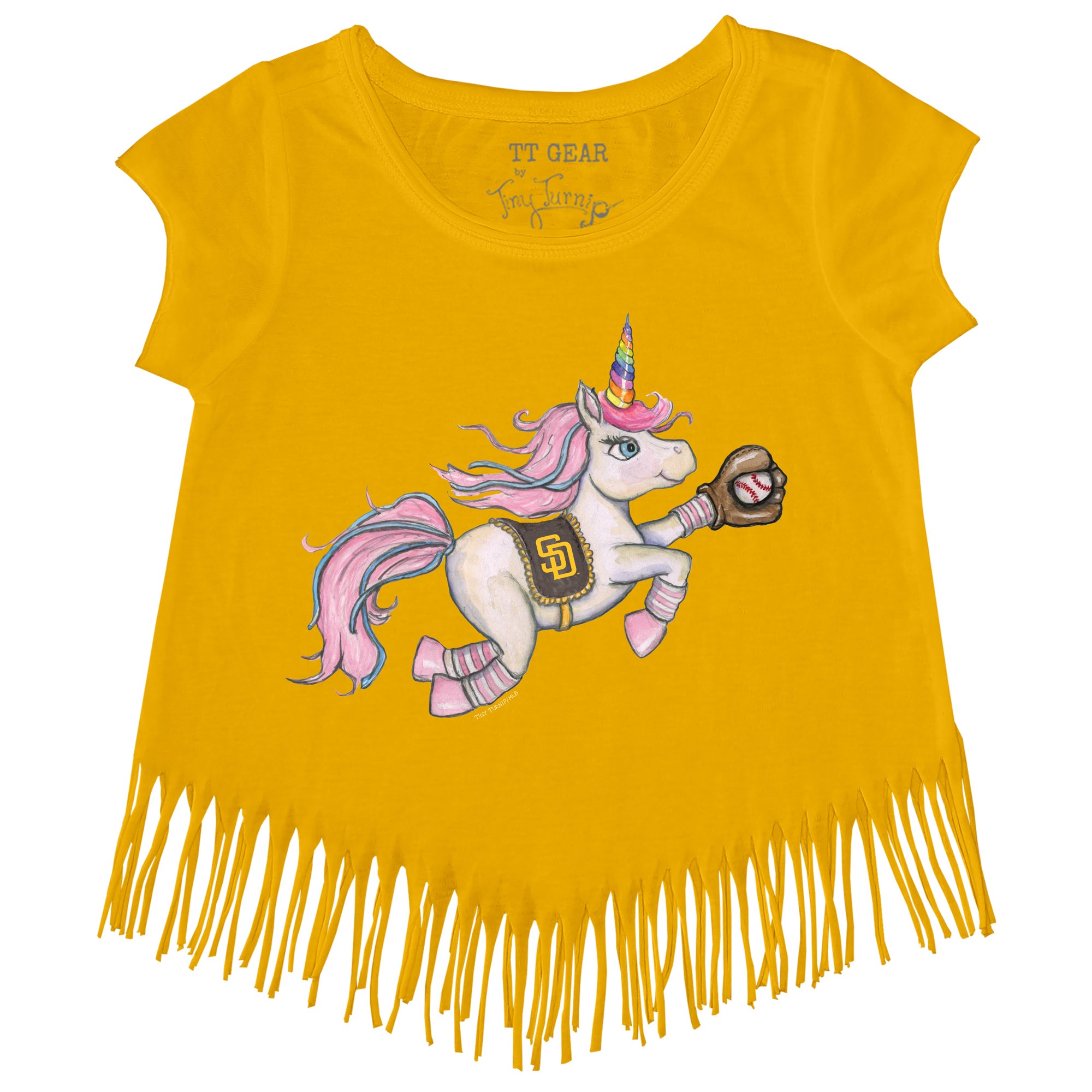 Houston Astros Tiny Turnip Girls Youth Unicorn Fringe T-Shirt - Navy