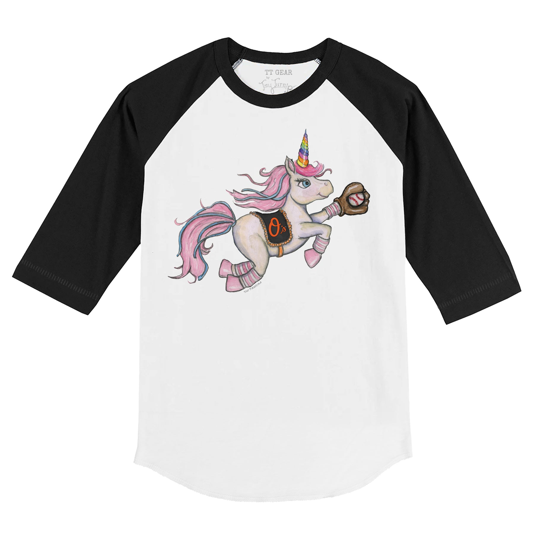 Baltimore Orioles Unicorn 3/4 Black Sleeve Raglan