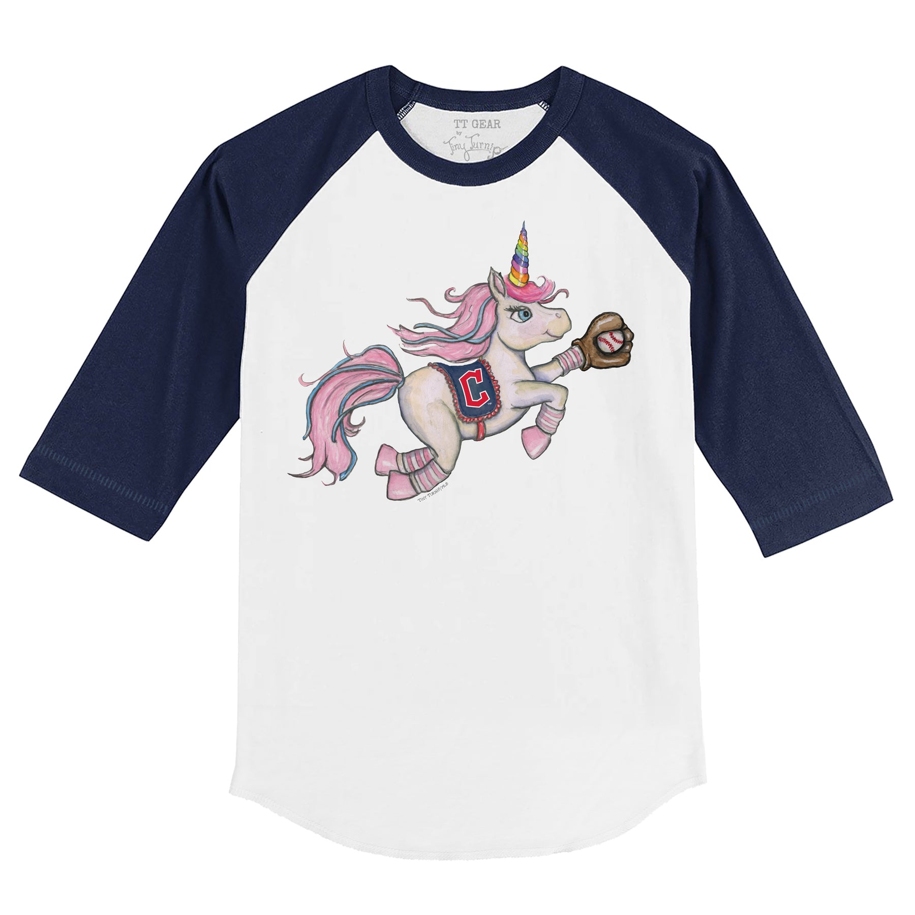 Cleveland Guardians Unicorn 3/4 Navy Blue Sleeve Raglan