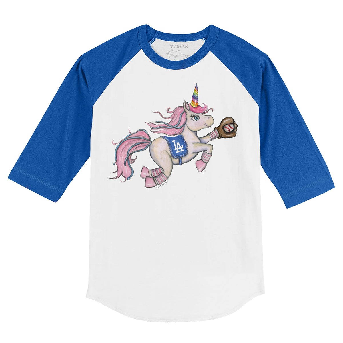 Los Angeles Dodgers Unicorn 3/4 Royal Blue Sleeve Raglan