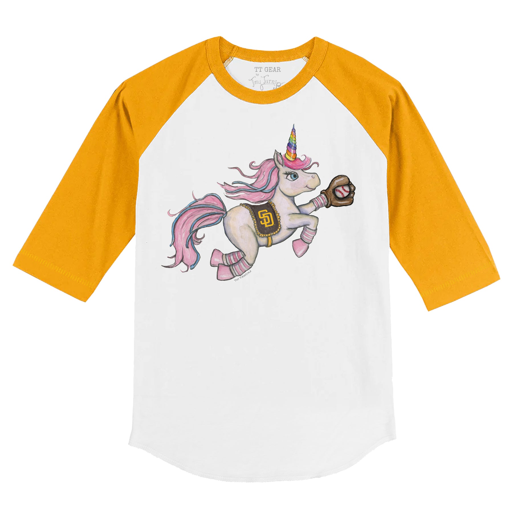 San Diego Padres Unicorn 3/4 Gold Sleeve Raglan