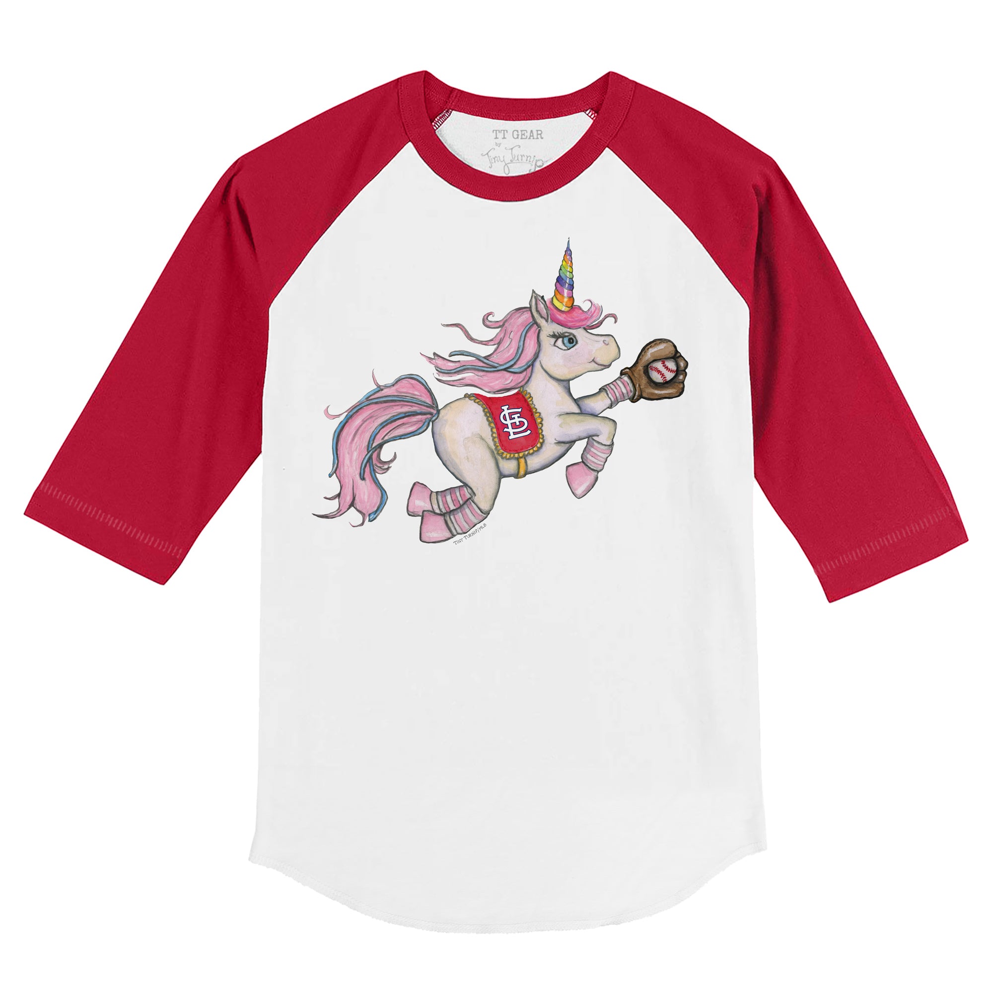 Youth Tiny Turnip White/Red St. Louis Cardinals James 3/4-Sleeve Raglan T-Shirt Size: Large