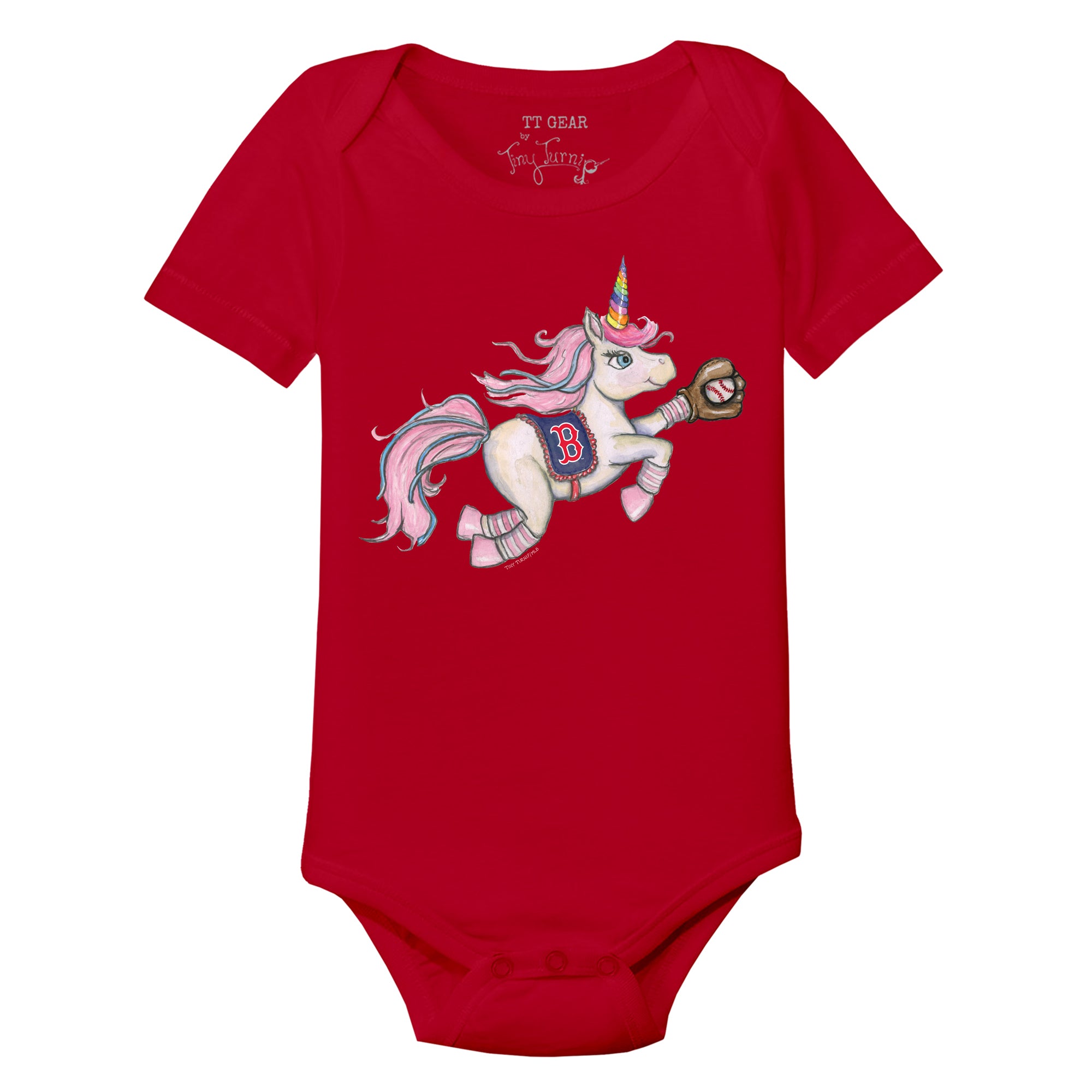 Boston Red Sox Tiny Turnip Toddler Unicorn 3/4-Sleeve Raglan T