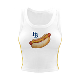 Tampa Bay Rays Hot Dog Mustard Stitch Crop Tank