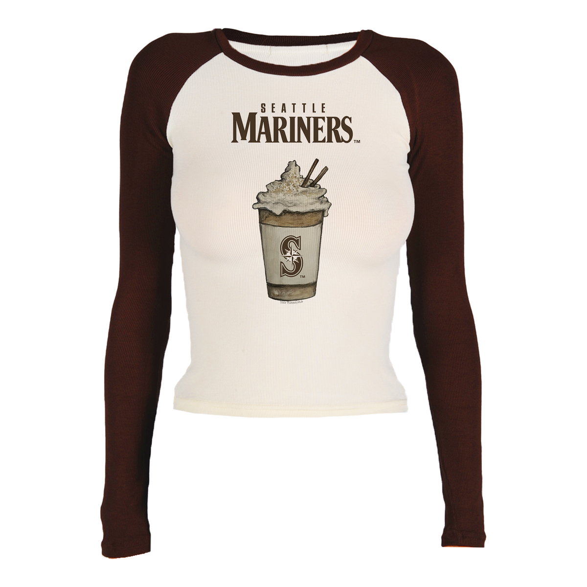 Seattle Mariners Latte Roxy Raglan Long Sleeve