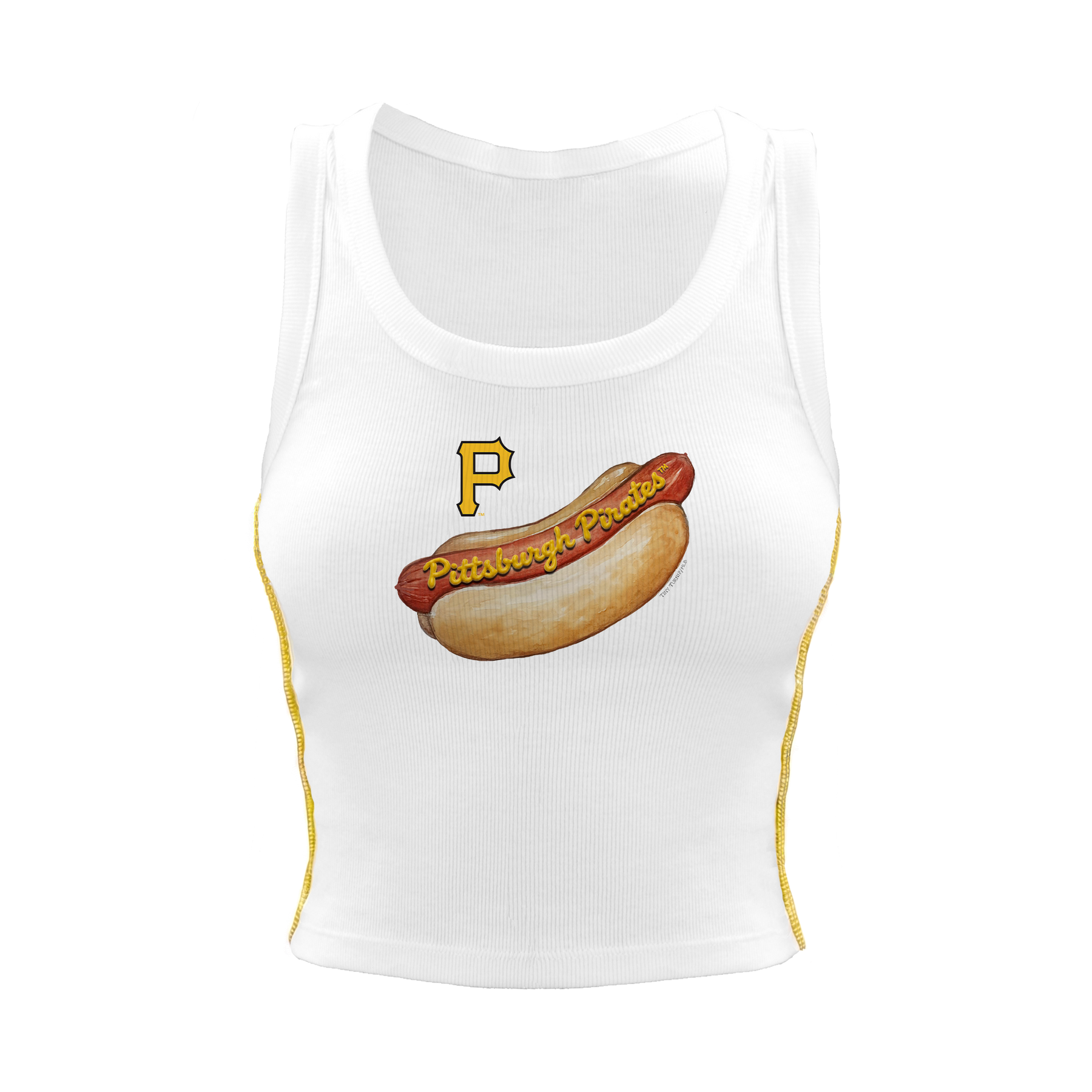 Pittsburgh Pirates Hot Dog Mustard Stitch Crop Tank