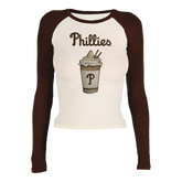 Philadelphia Phillies Latte Roxy Raglan Long Sleeve