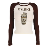 Oakland Athletics Latte Roxy Raglan Long Sleeve