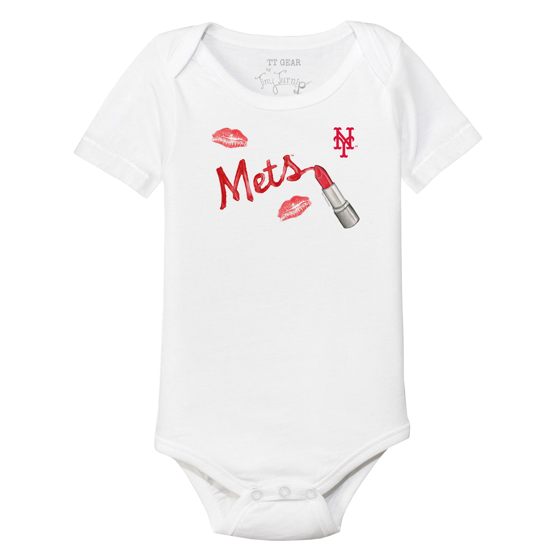 New York Mets Lipstick Short Sleeve Snapper - Tiny Turnip