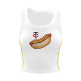 Minnesota Twins Hot Dog Mustard Stitch Crop Tank