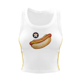 Houston Astros Hot Dog Mustard Stitch Crop Tank