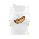 Boston Red Sox Hot Dog Mustard Stitch Crop Tank