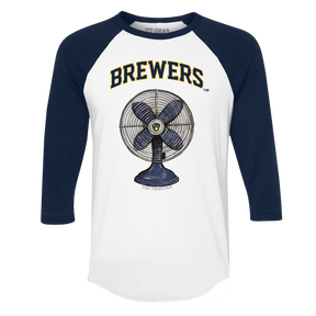 Milwaukee Brewers Fan 3/4 Navy Blue Sleeve Raglan