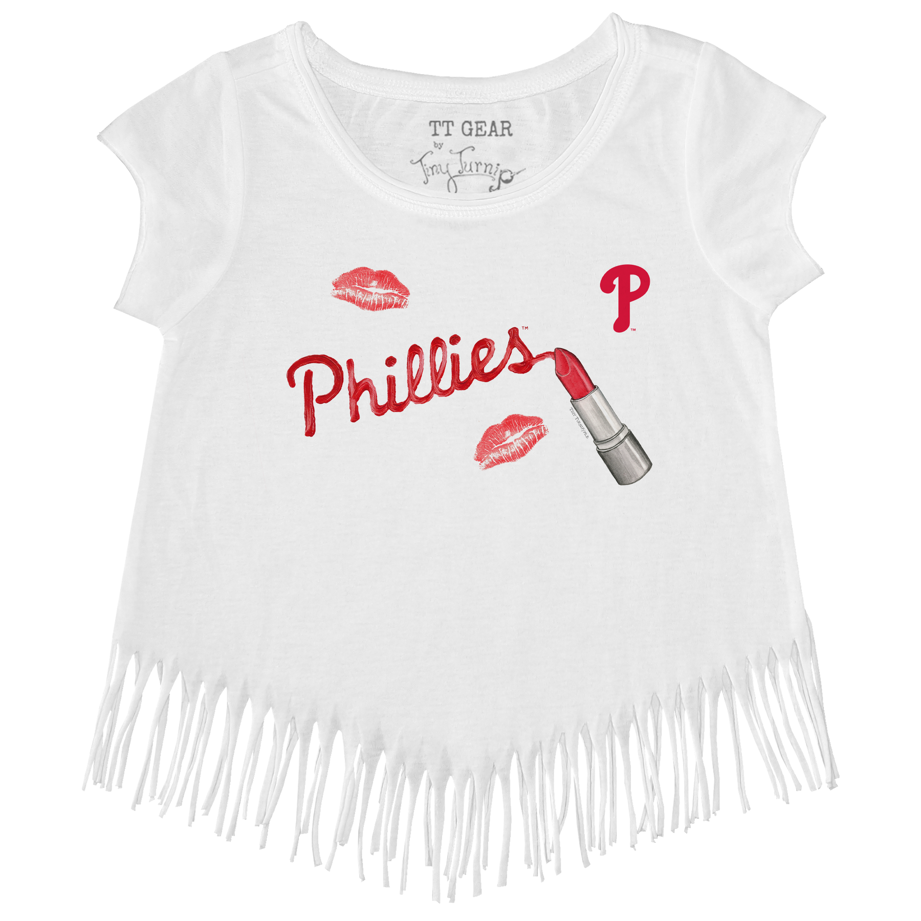 Philadelphia Phillies Lipstick Fringe Tee - Tiny Turnip