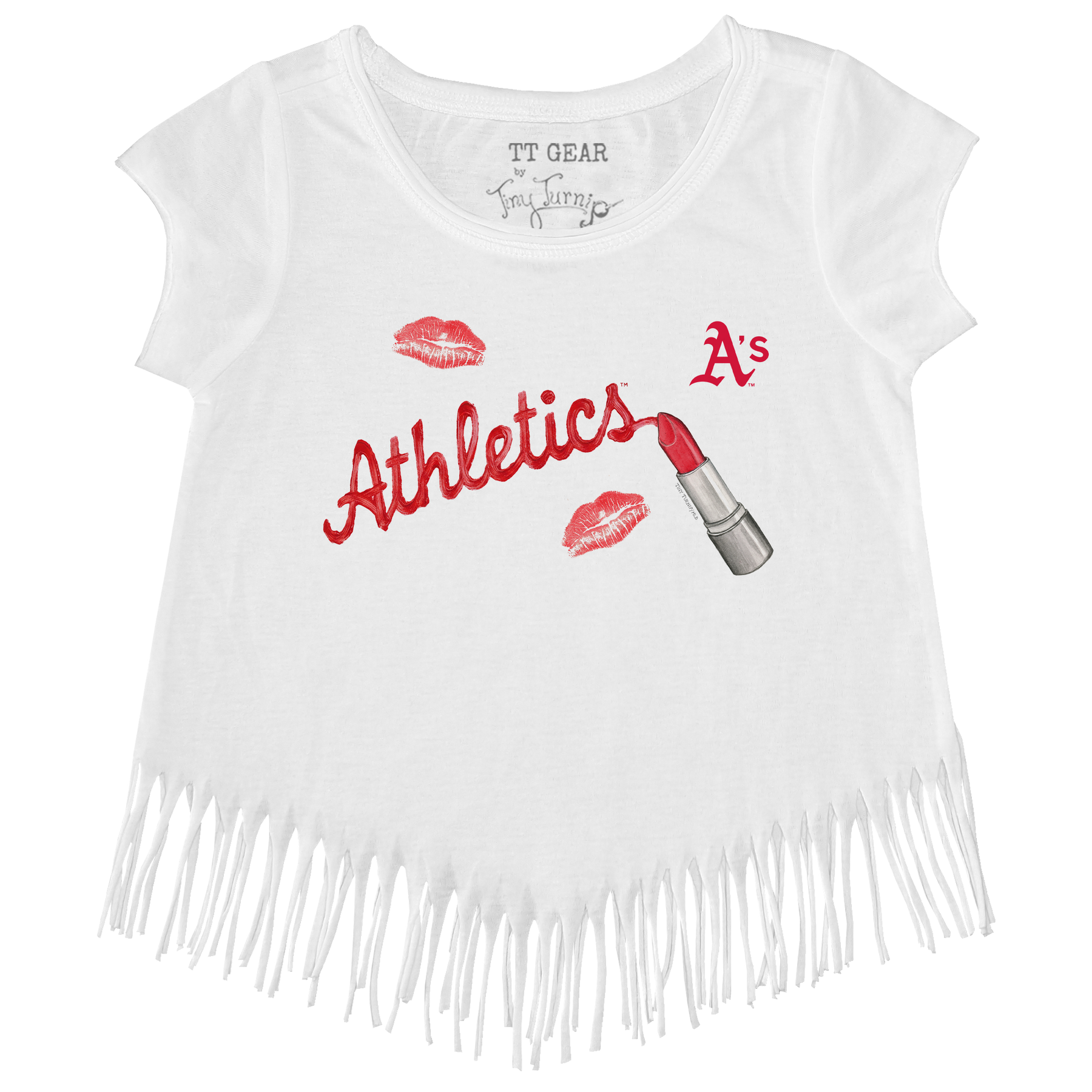 Oakland Athletics Lipstick Fringe Tee - Tiny Turnip