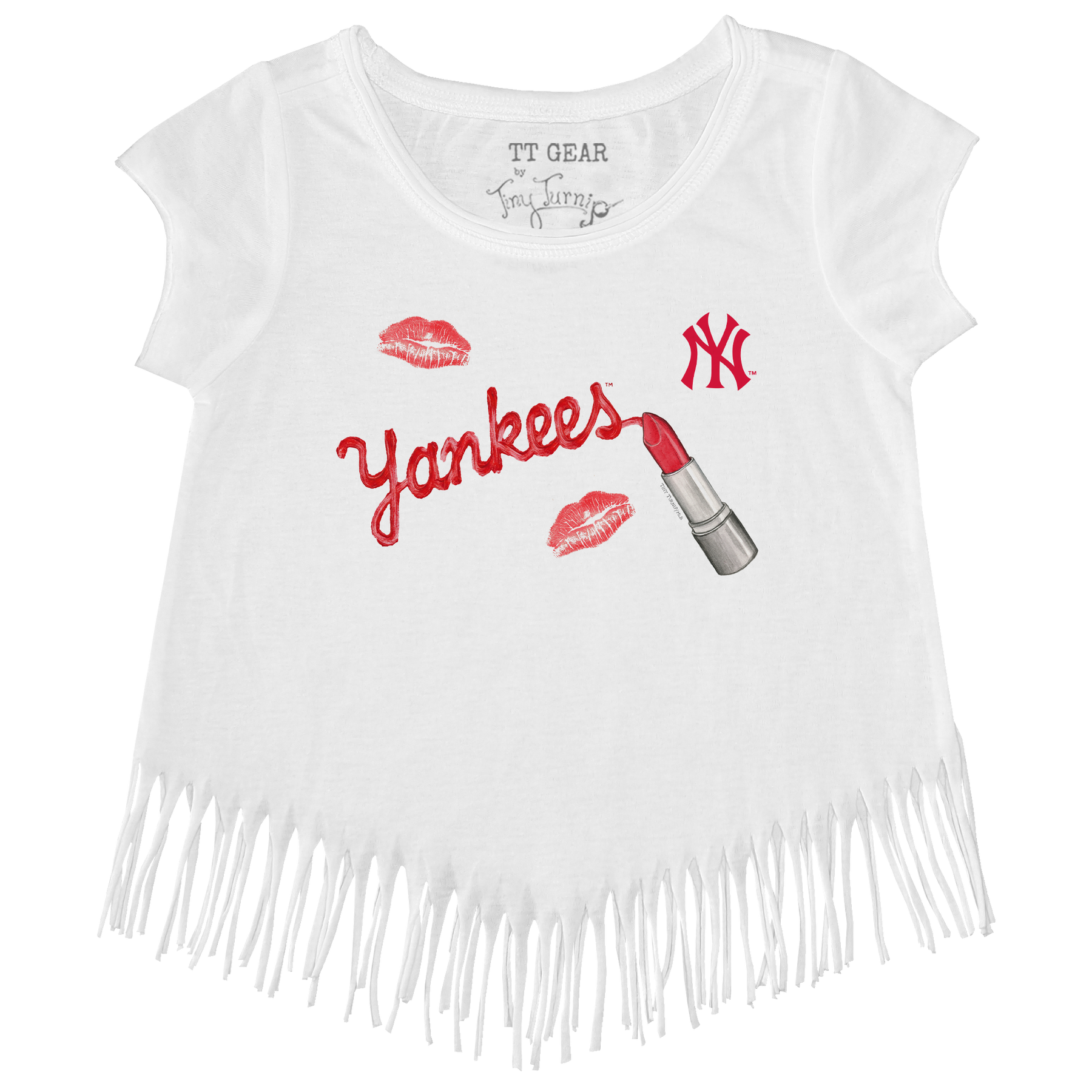 New York Yankees Lipstick Fringe Tee - Tiny Turnip