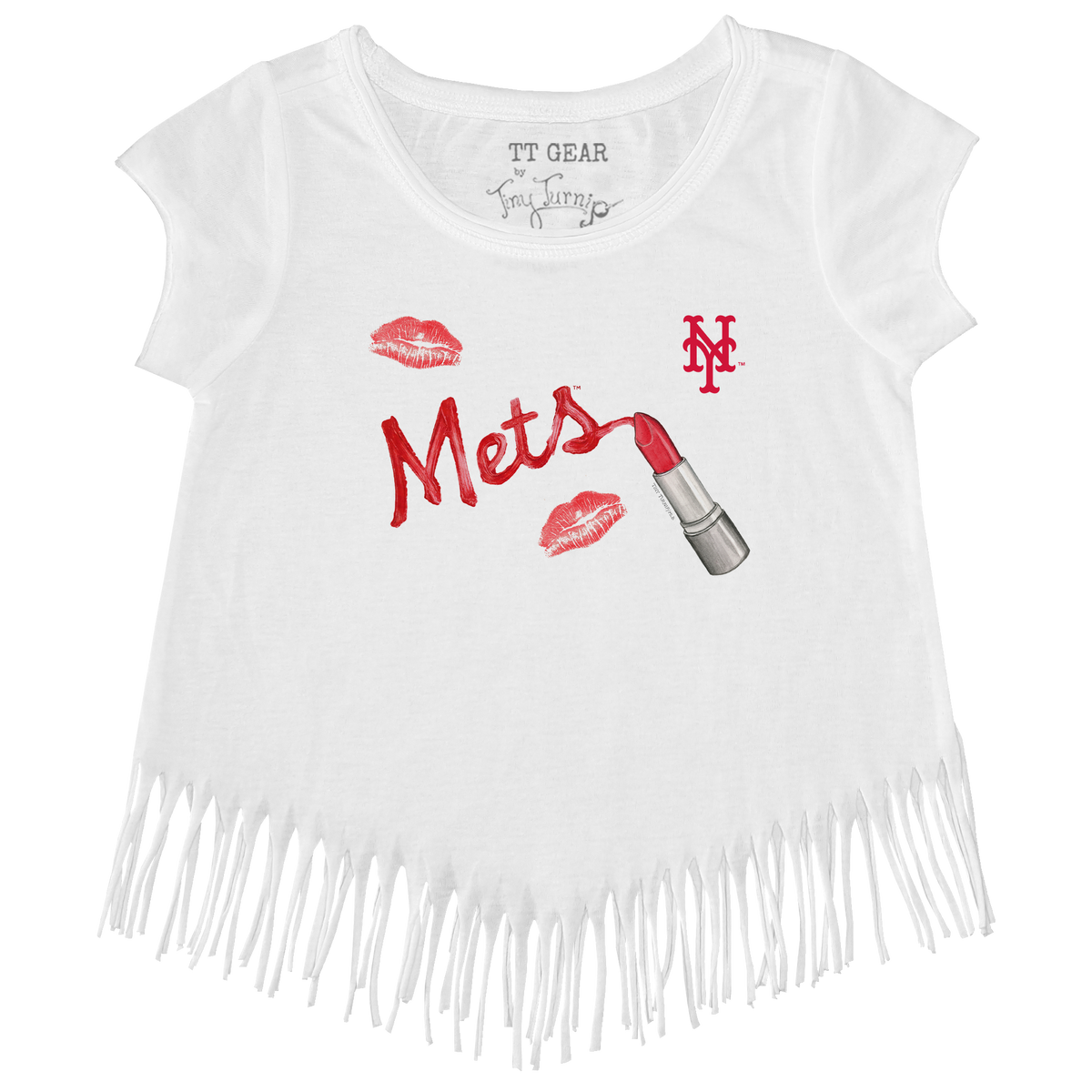 New York Mets Lipstick Fringe Tee - Tiny Turnip