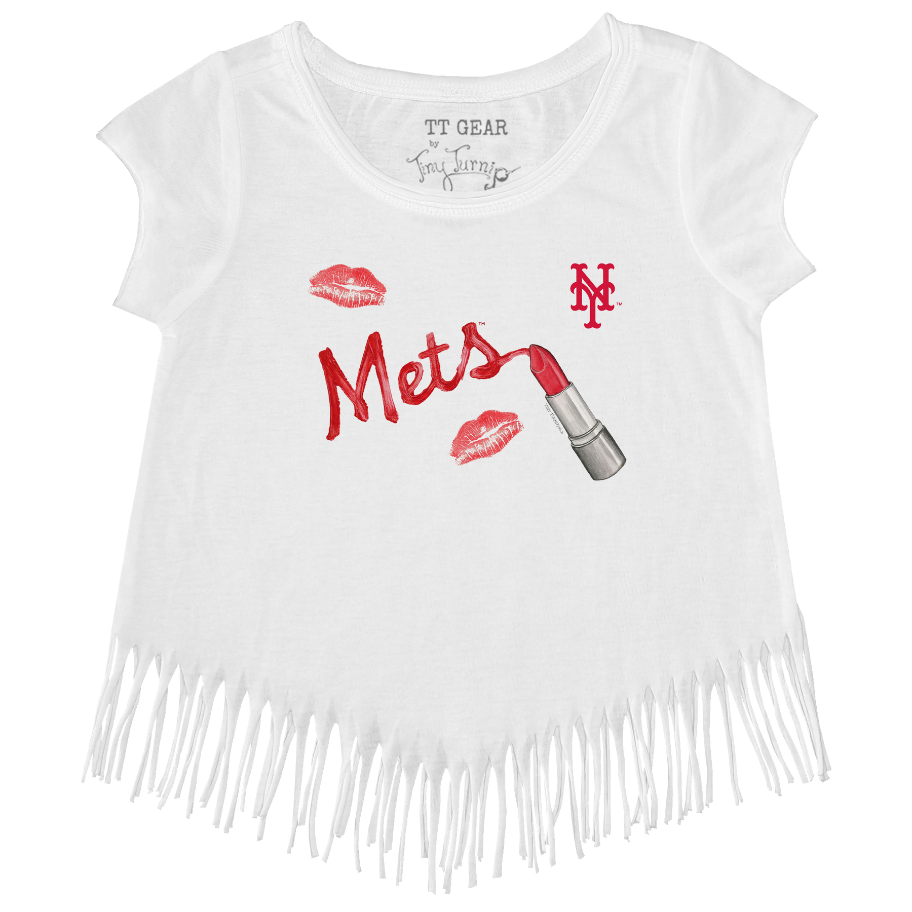 New York Mets Lipstick Fringe Tee - Tiny Turnip