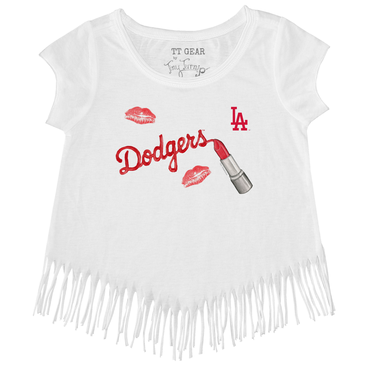 Los Angeles Dodgers Lipstick Fringe Tee - Tiny Turnip