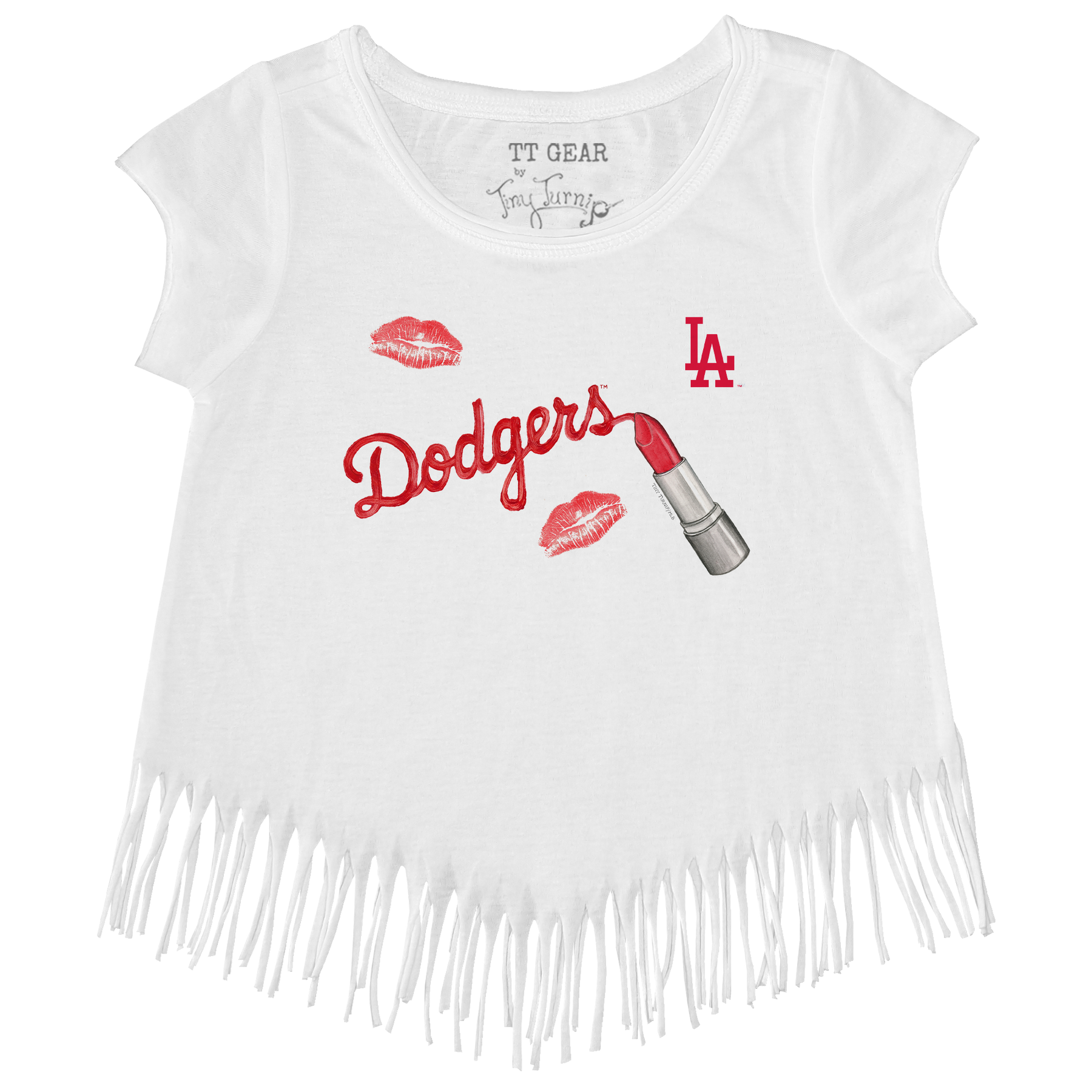 Los Angeles Dodgers Lipstick Fringe Tee - Tiny Turnip