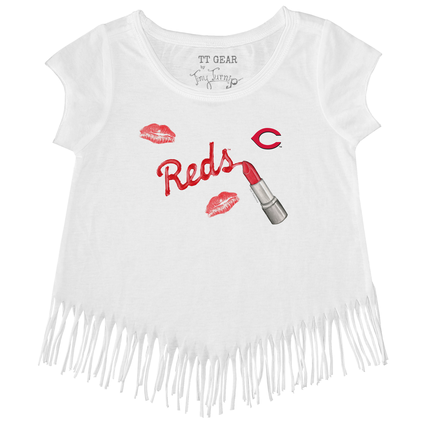 Cincinnati Reds Lipstick Fringe Tee - Tiny Turnip