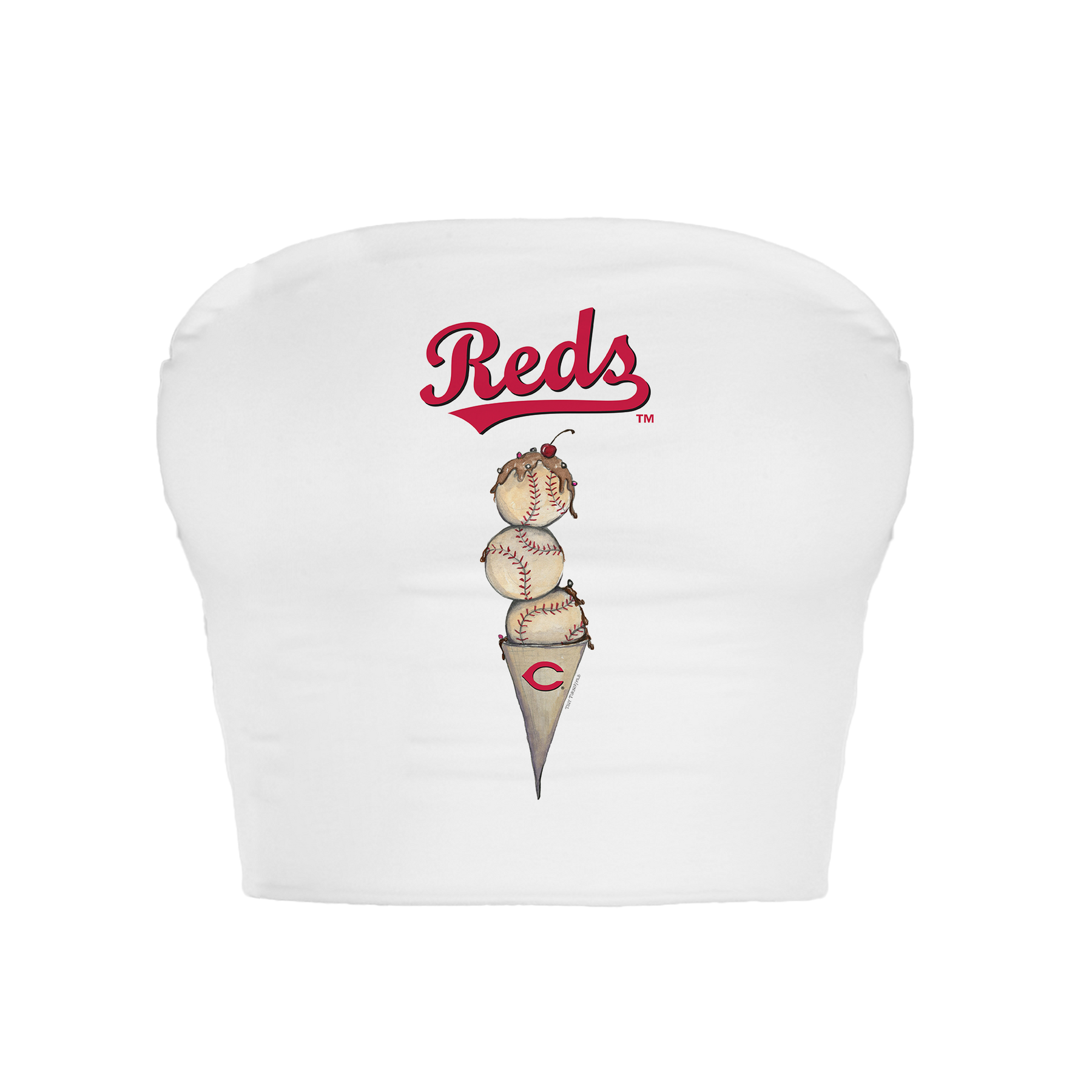 Cincinnati Reds Triple Scoop Crop Tube Top