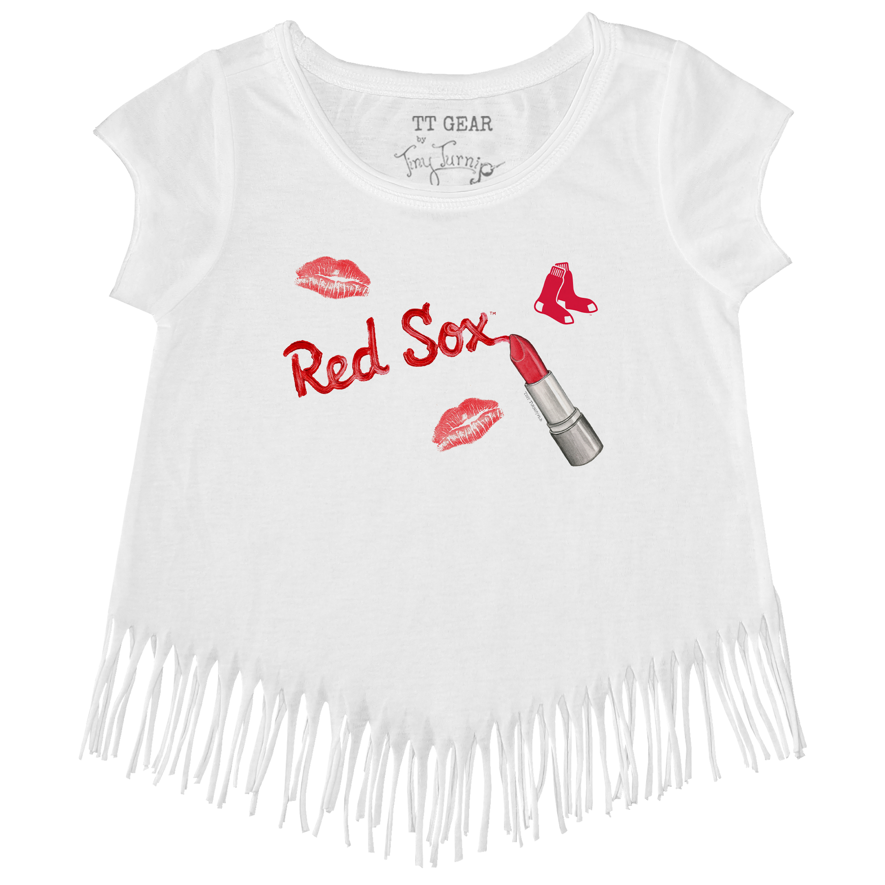 Boston Red Sox Lipstick Fringe Tee - Tiny Turnip