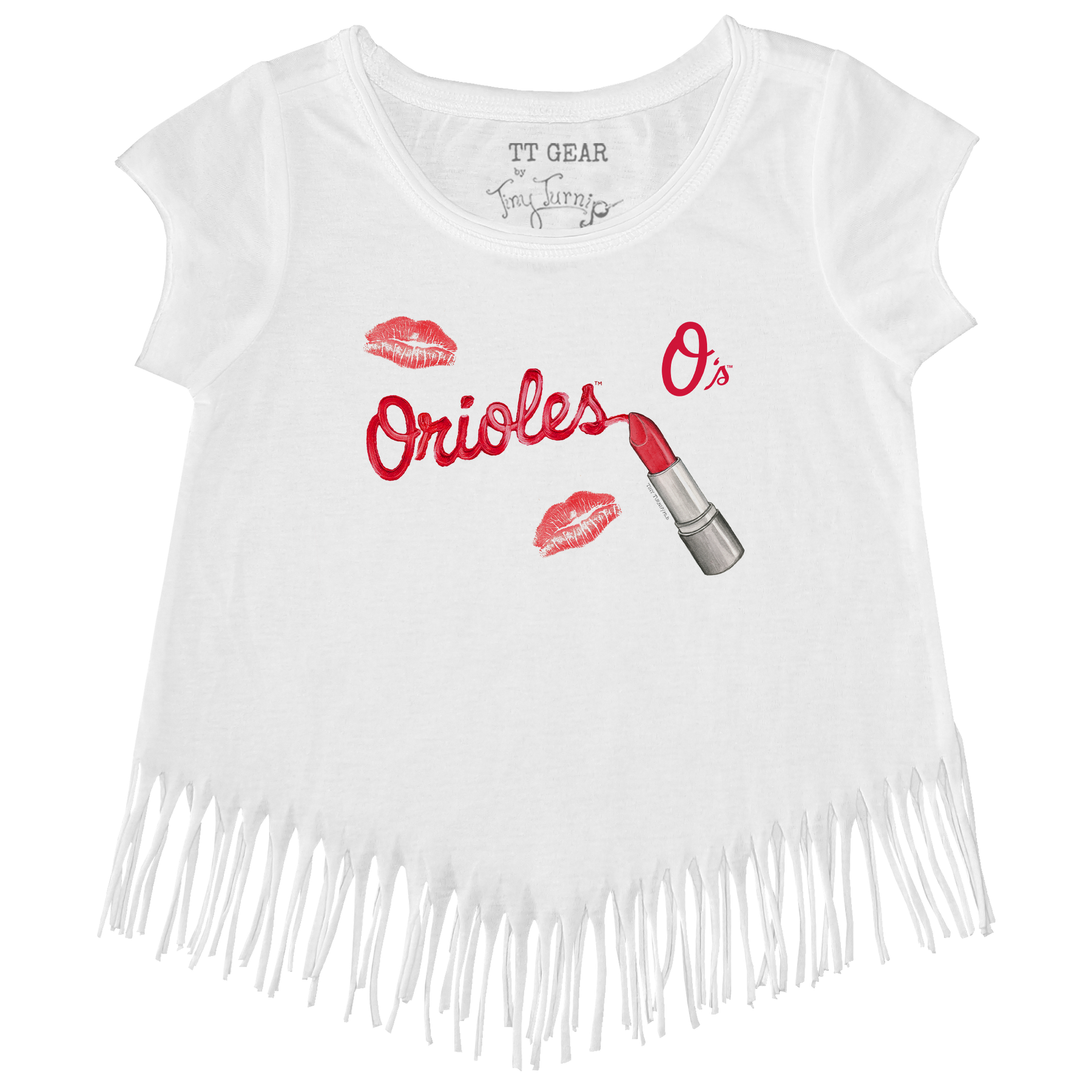 Baltimore Orioles Lipstick Fringe Tee - Tiny Turnip